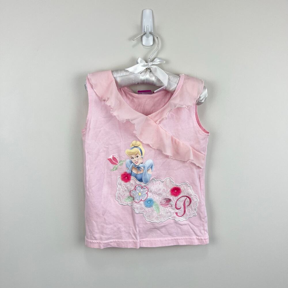Vintage Y2K Wonderful World of Disney Pink Cinderella Princess Ruffle Tank Top 6